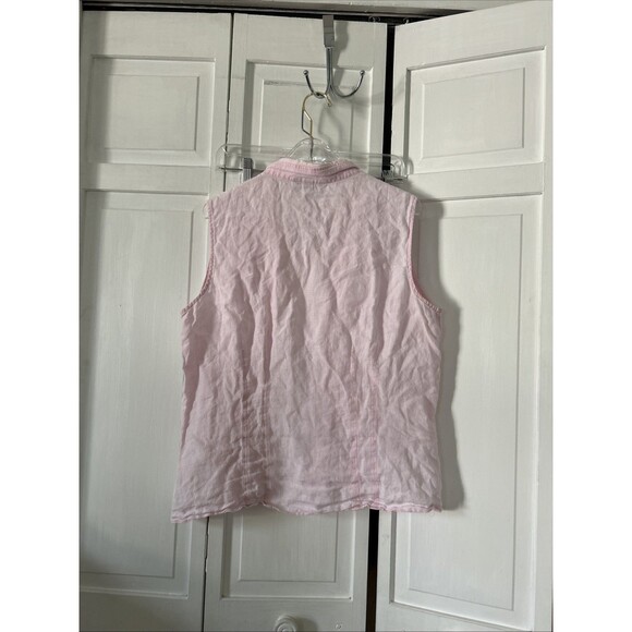 lands end womens Pink Sleeveless linen Blouse Size 14 - Picture 6 of 7